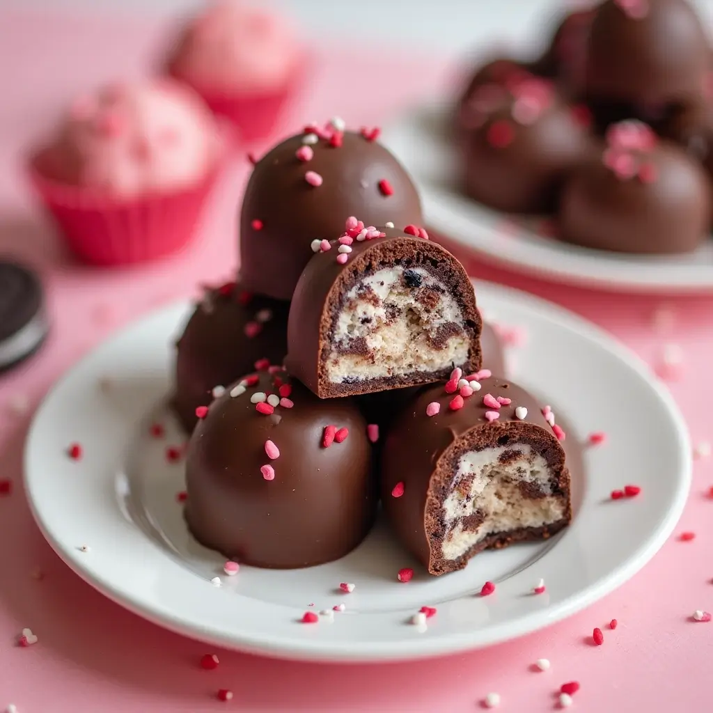 A rich, chocolate-covered Oreo truffle topped with Oreo crumbs.