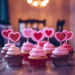 Valentine's Day cupcakes with red velvet and heart-shaped sprinkle